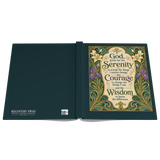 Art Nouveau Serenity Prayer journal open cover flat view