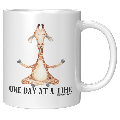 Meditating Giraffe One Day at a Time Mug
