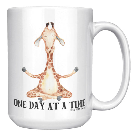 Meditating Giraffe One Day at a Time Mug
