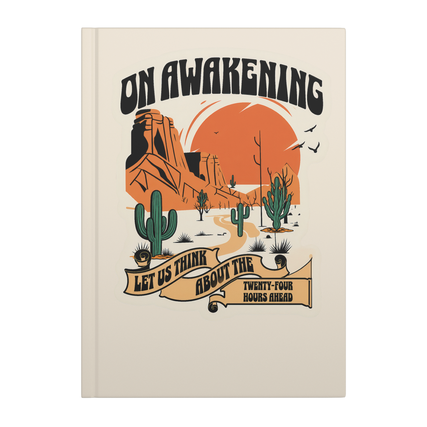 On Awakening hardcover journal front cover mockup