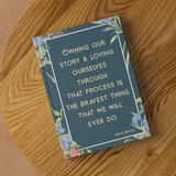 Owning Our Story personal growth journal in a lifestyle setting