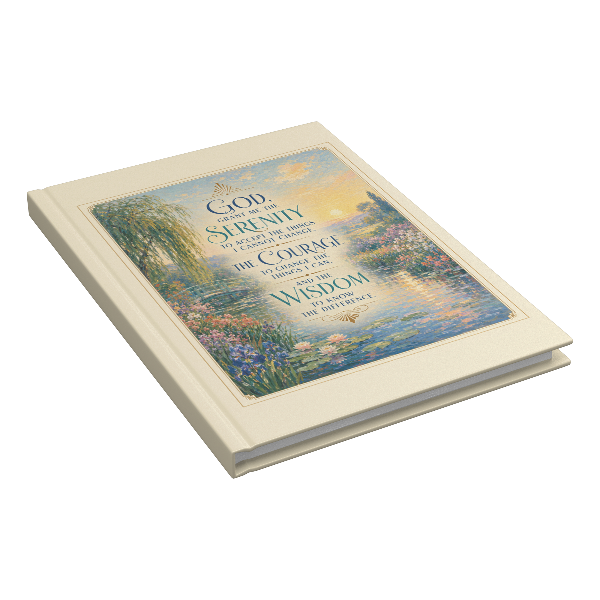 Impressionist Serenity Prayer journal closed at an angle