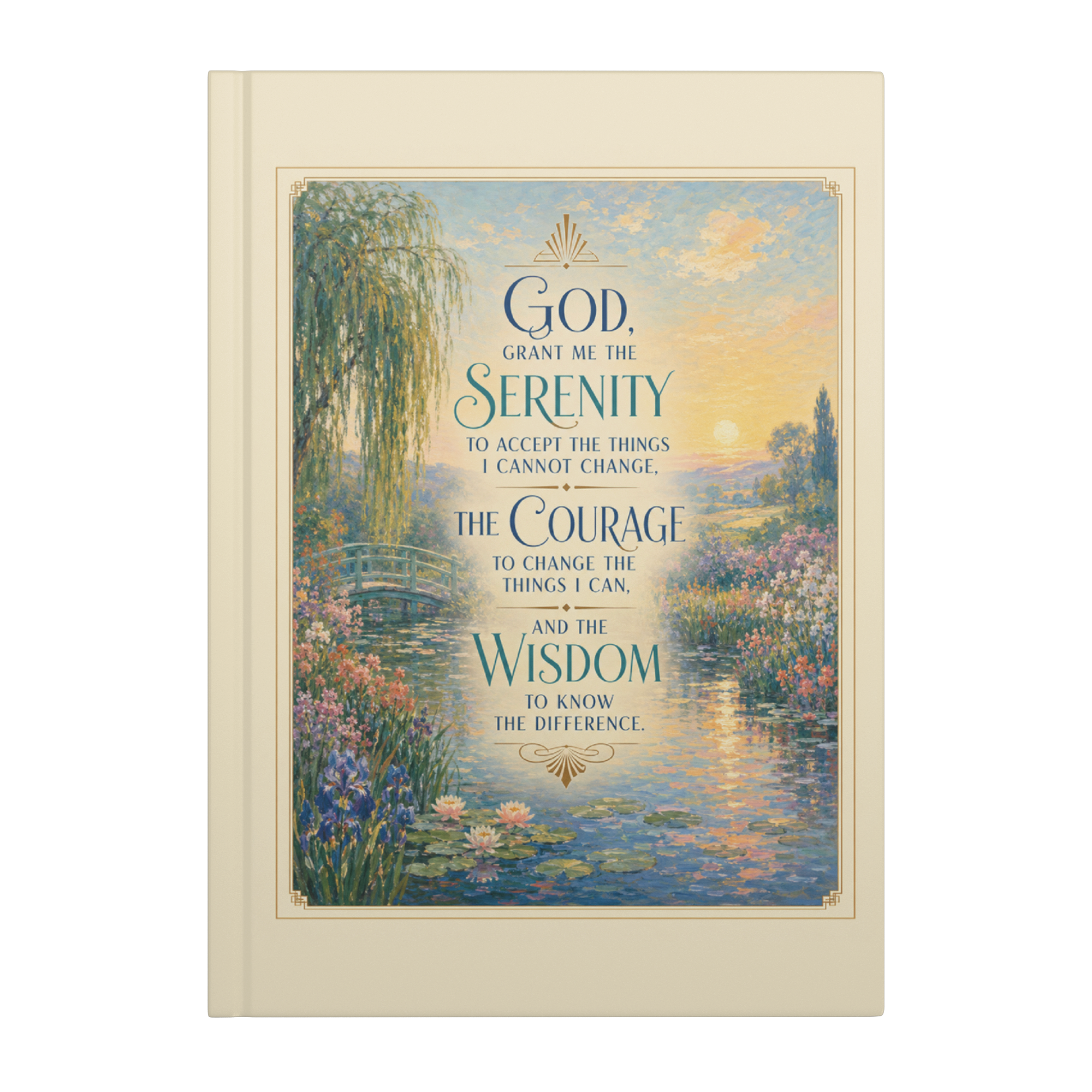 Impressionist Serenity Prayer lined journal front cover mockup