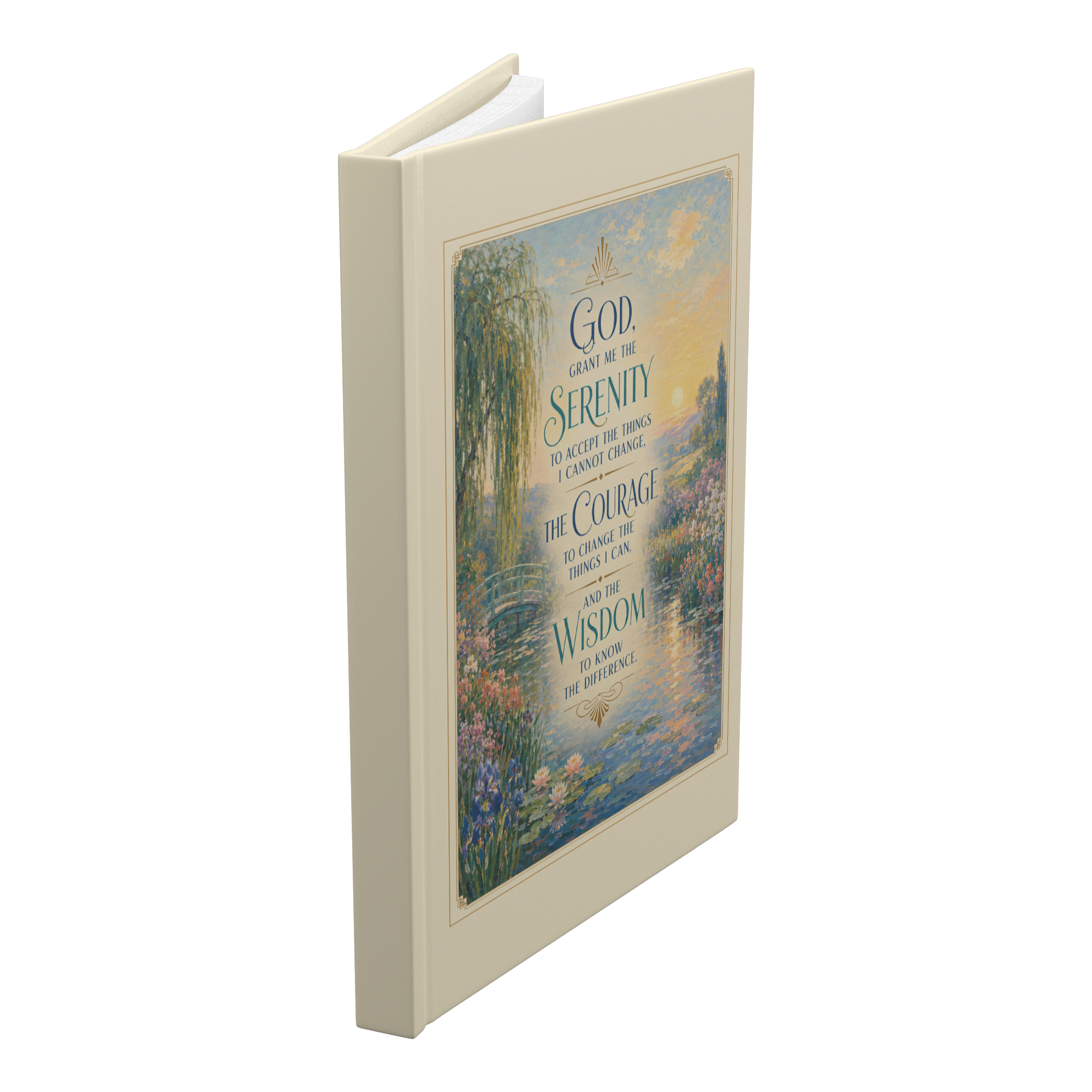 Impressionist Serenity Prayer journal standing angled view