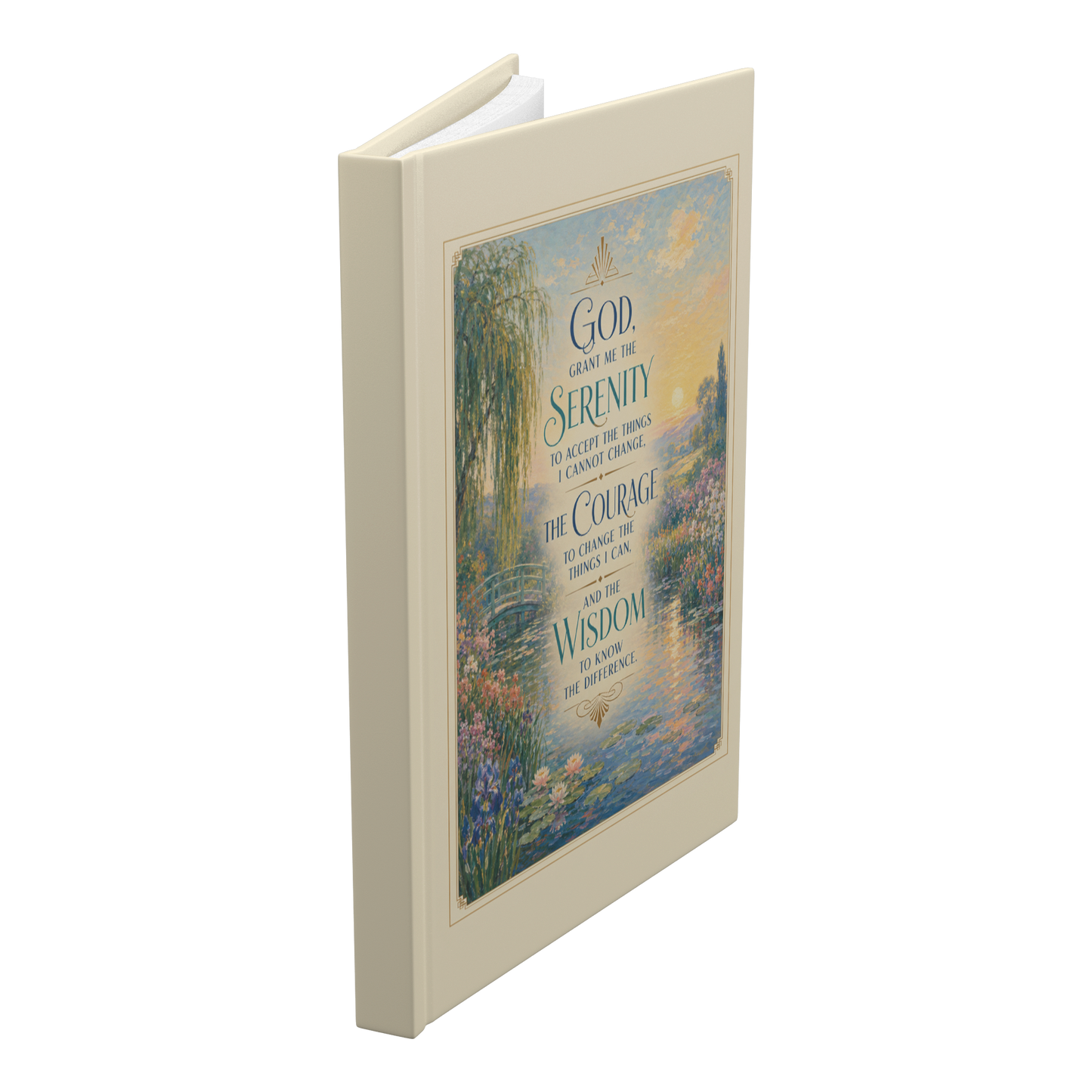 Impressionist Serenity Prayer lined journal standing view