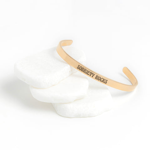 Sobriety Rocks - Personalized Recovery Cuff Bracelet