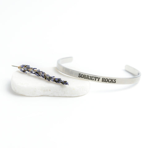 Sobriety Rocks - Personalized Recovery Cuff Bracelet