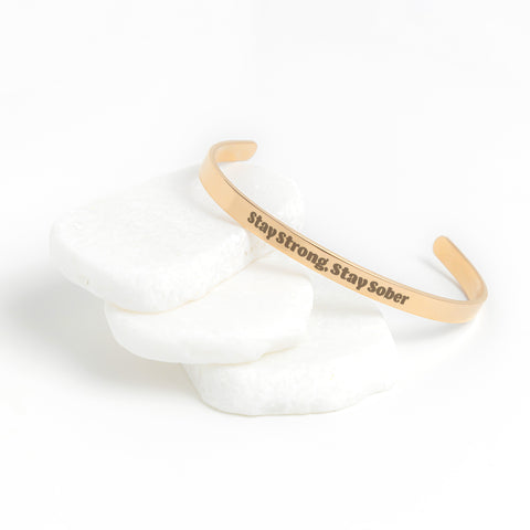 Stay Strong, Stay Sober - Personalized Recovery Cuff Bracelet