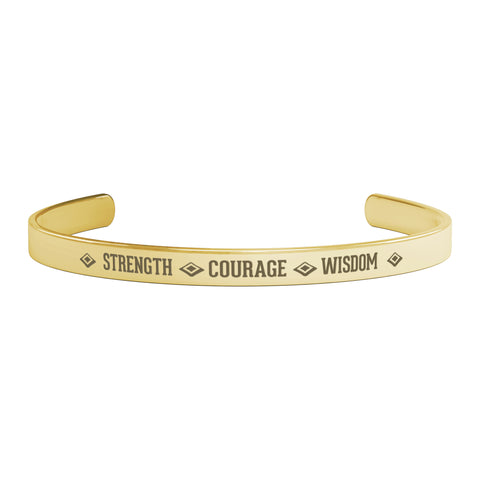 Strength Courage Wisdom - Personalized Recovery Cuff Bracelet