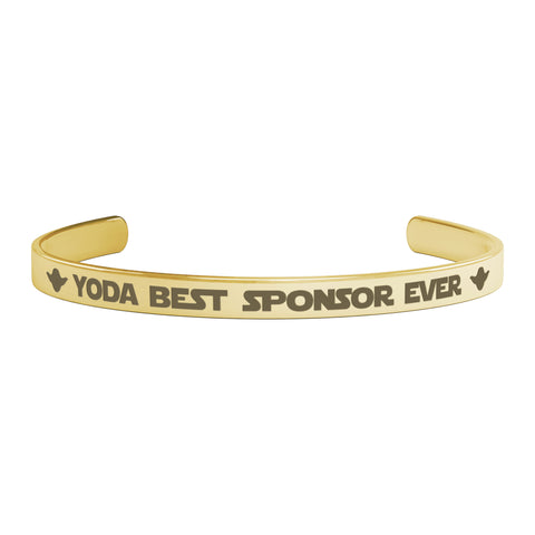 Yoda Best Sponsor Ever - Personalized Recovery Cuff Bracelet