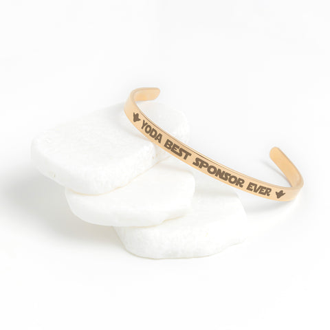 Yoda Best Sponsor Ever - Personalized Recovery Cuff Bracelet