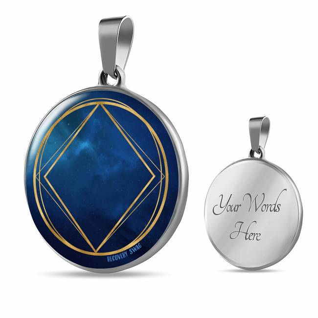 NA Hope Charm Holder Pendant Necklace – 12 Step Recovery Narcotics Anonymous - Blue