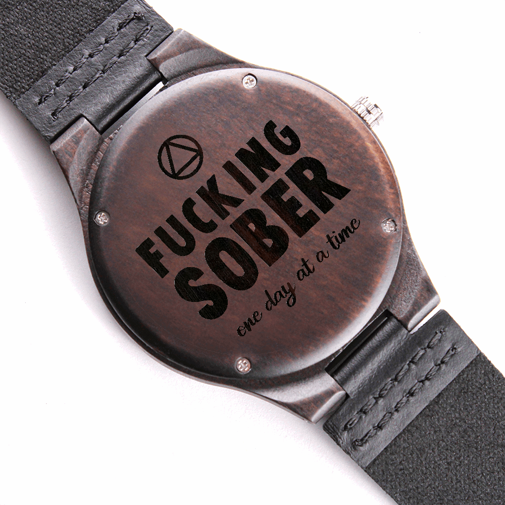 F*cking Sober Engraved Wooden Watch