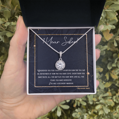 Recovery Warrior - 1 Year Sober - Hope in Recovery Necklace