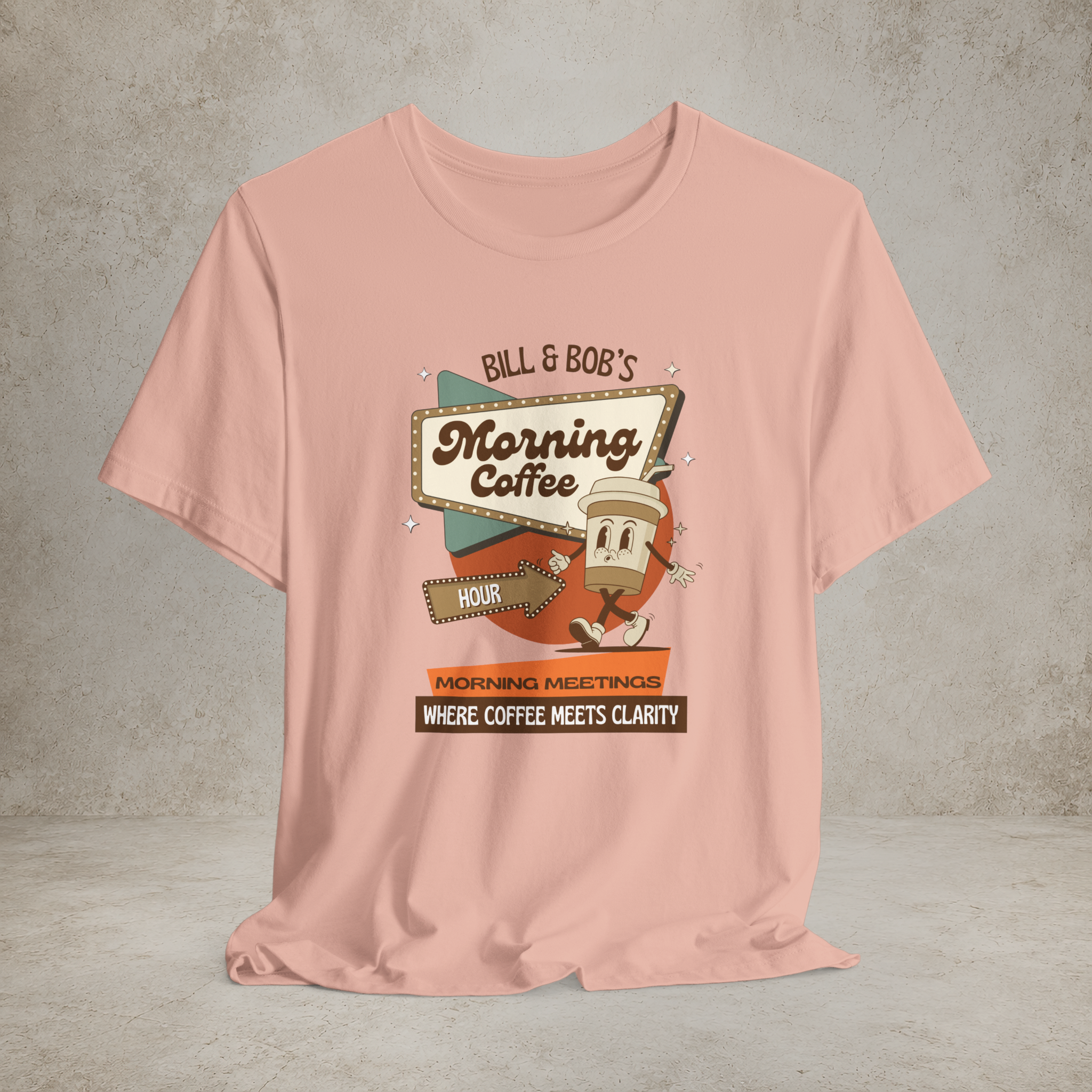 Bill & Bob’s Morning Coffee Hour recovery T-shirt featured design