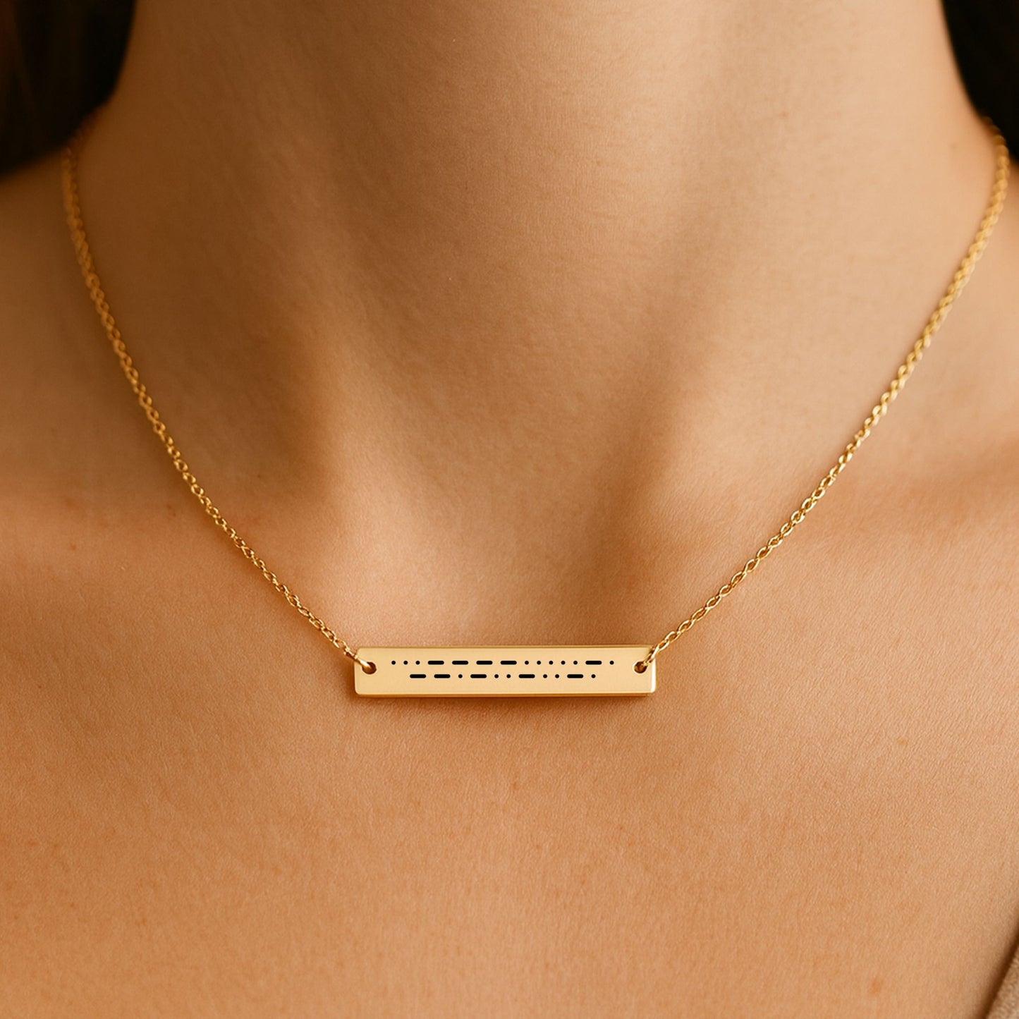 Sober Queen Morse Code Horizontal Bar Necklace