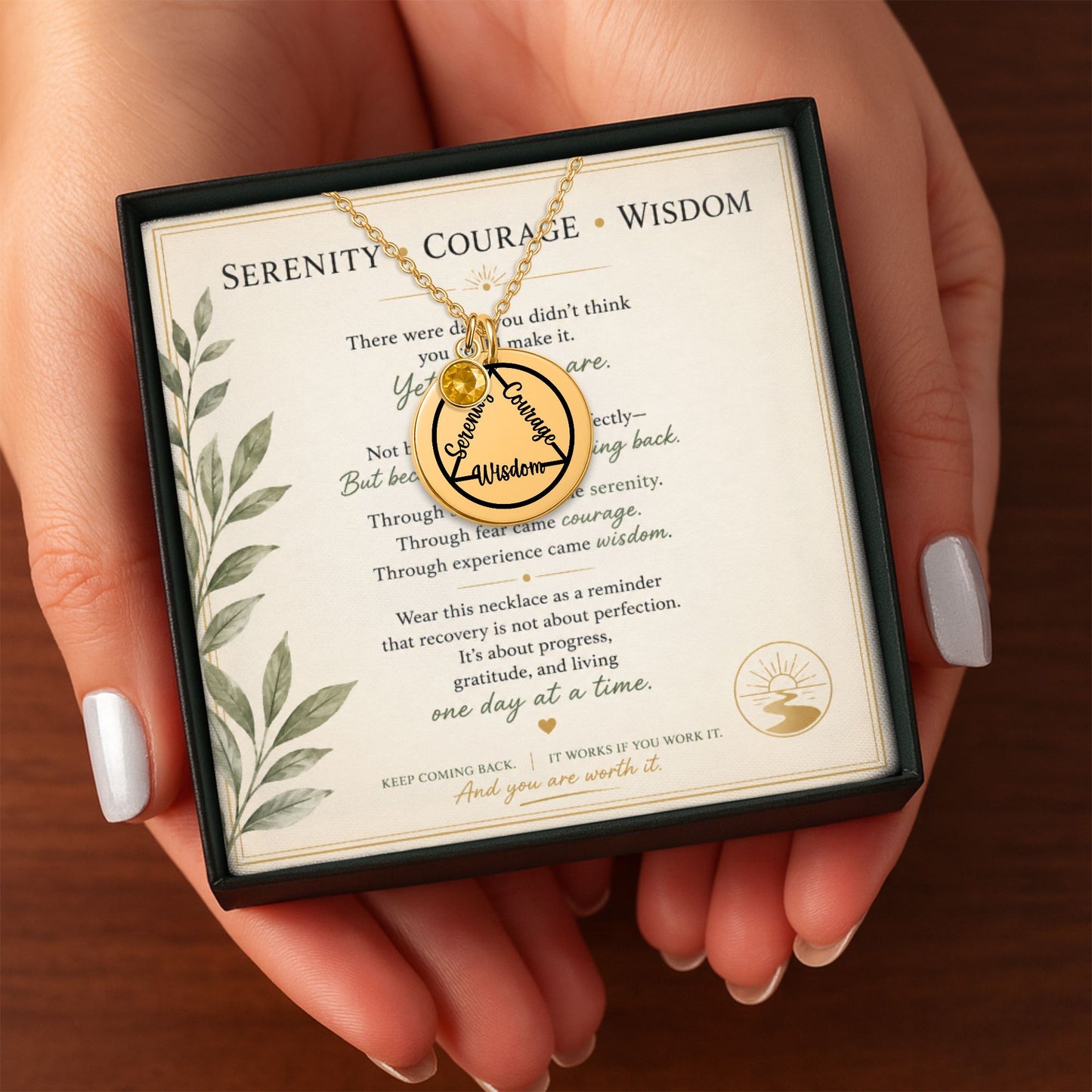 AA Circle & Triangle Coin Necklace — Milestone Month Collection