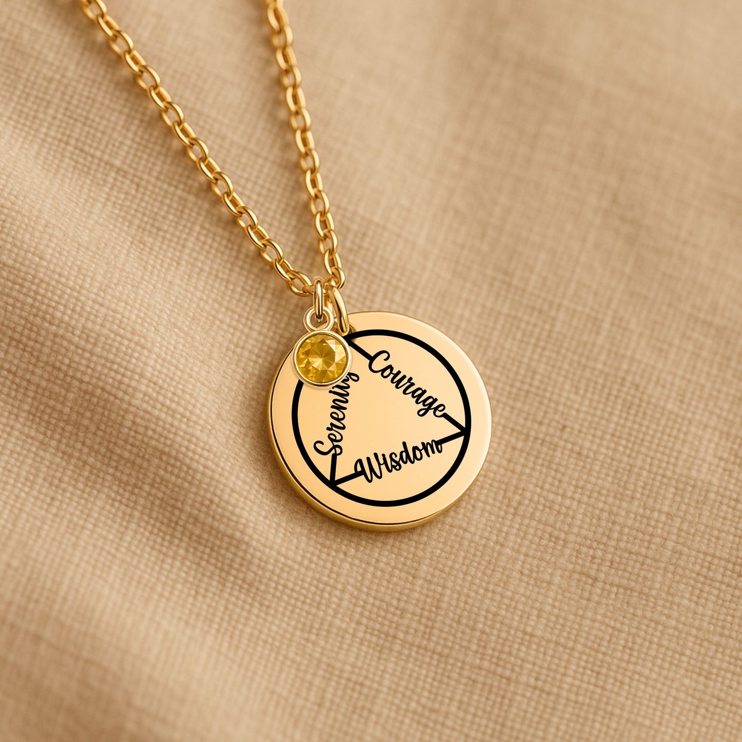 AA Circle & Triangle Coin Necklace — Milestone Month Collection