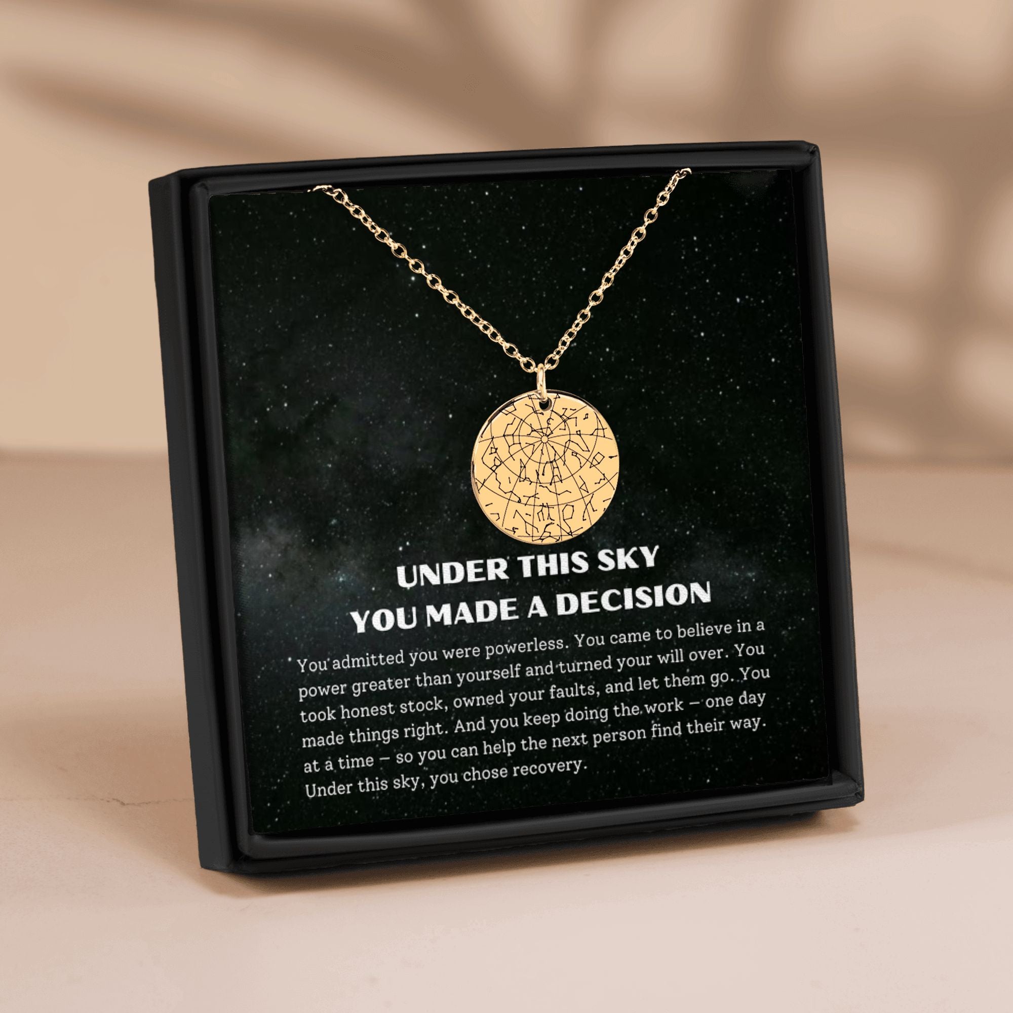 Custom Star Map Recovery Necklace — The Day You Chose Sobriety