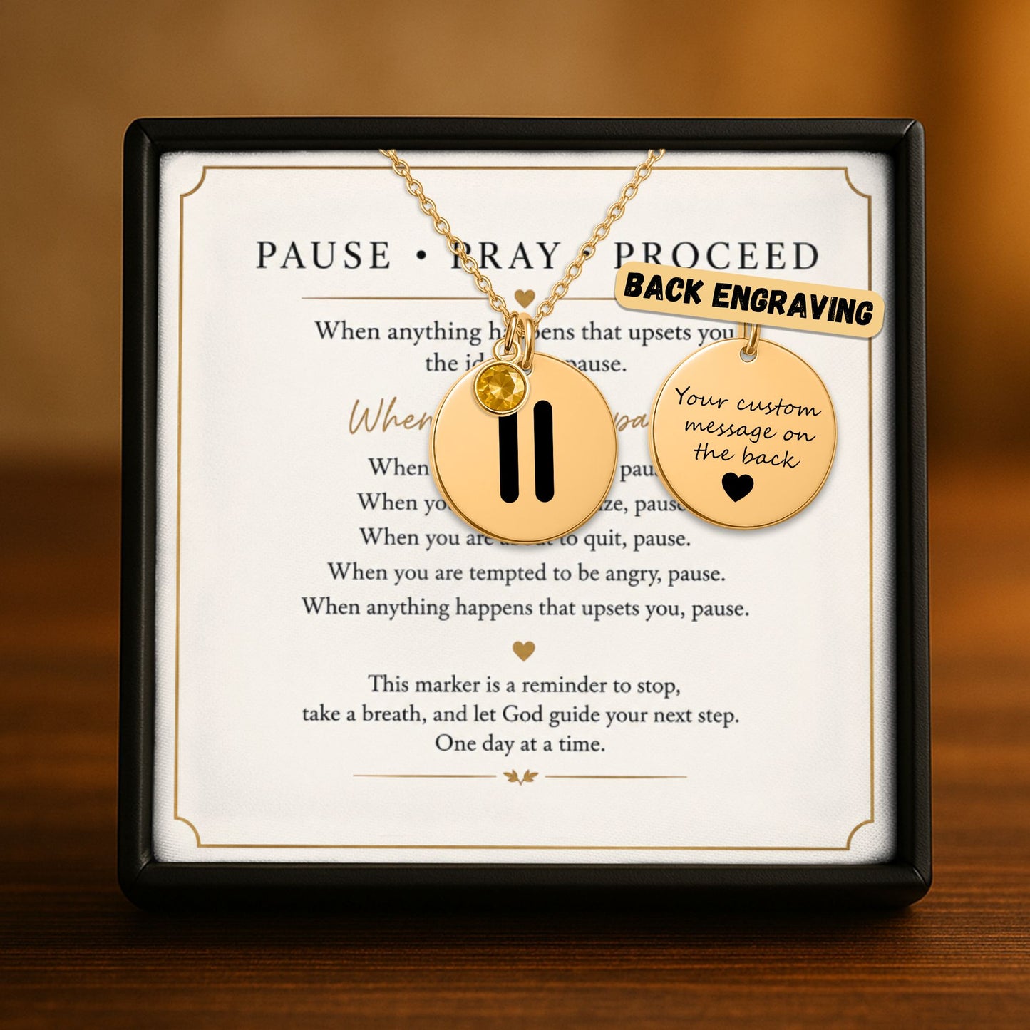 Pause Pray Proceed AA Coin Necklace — Milestone Month™