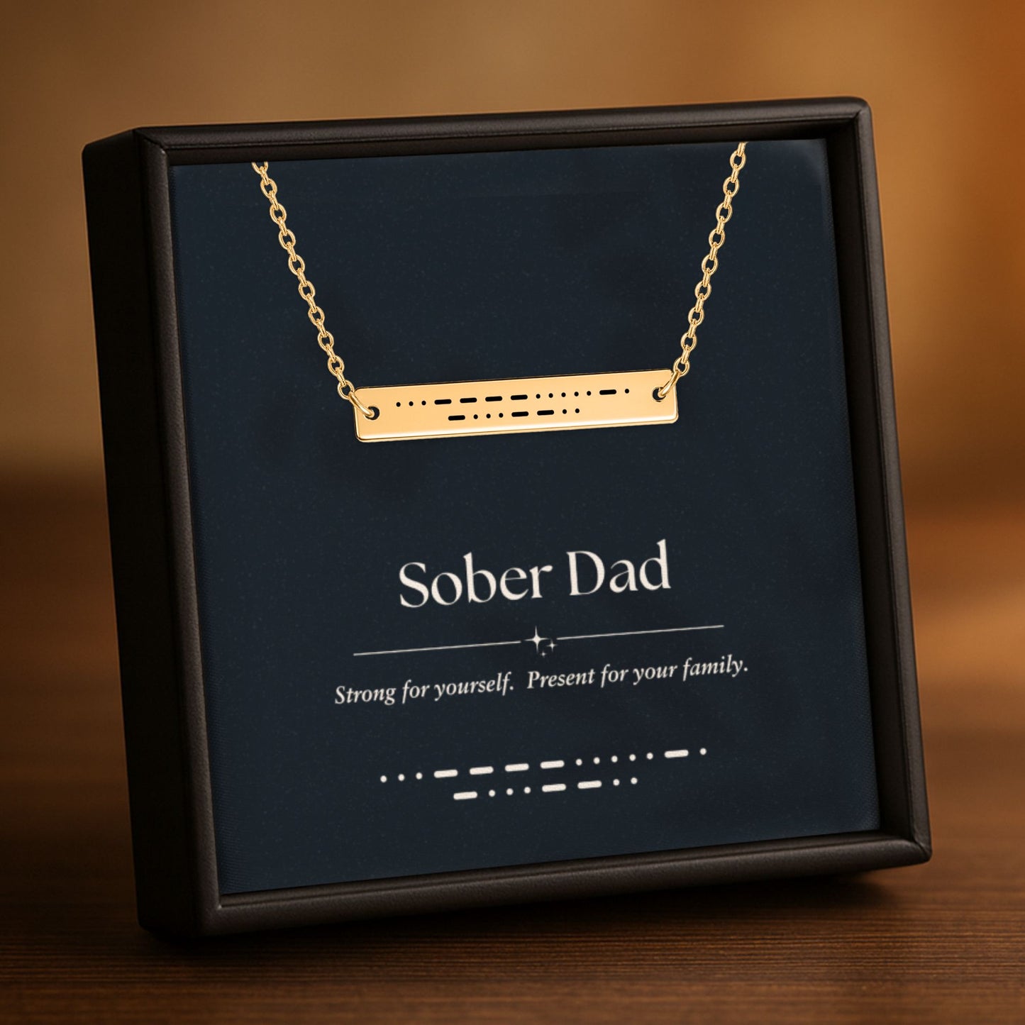 Sober Dad Morse Code Bar Necklace – Personalized