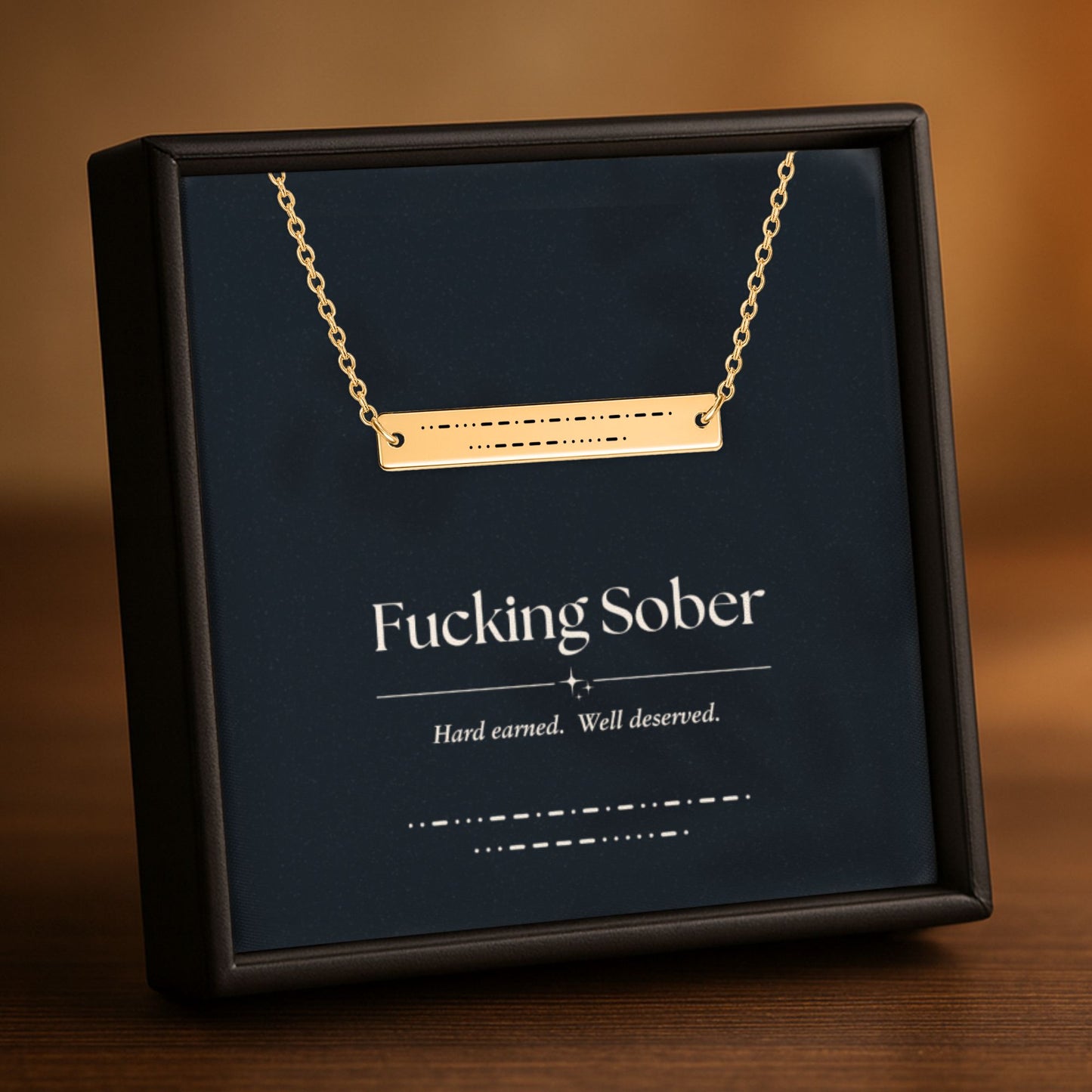 Fucking Sober Morse Code Bar Necklace – Personalized