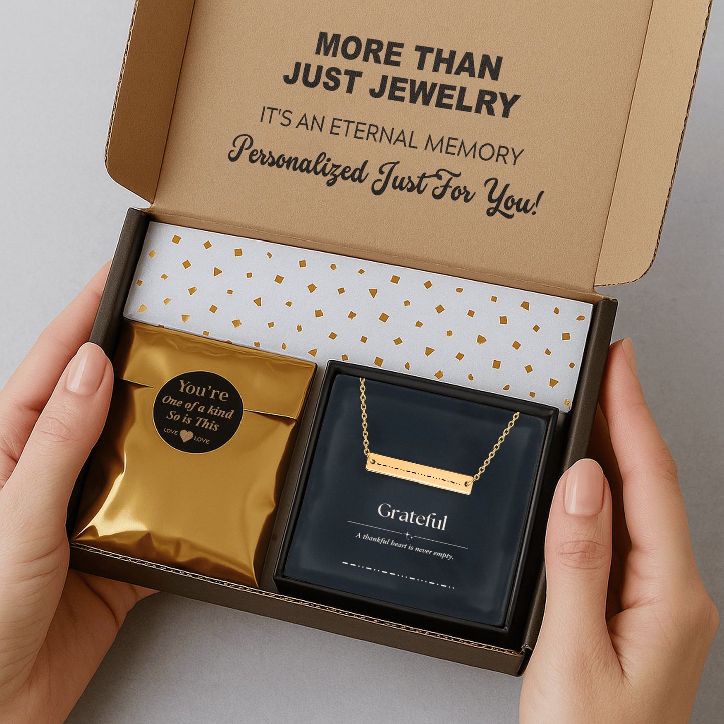 Grateful Morse Code Bar Necklace – Personalized