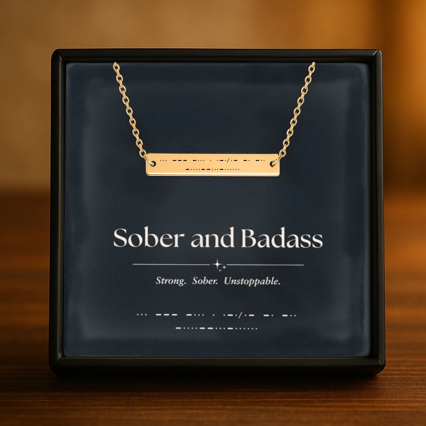 Sober and Badass Morse Code Bar Necklace – Personalized