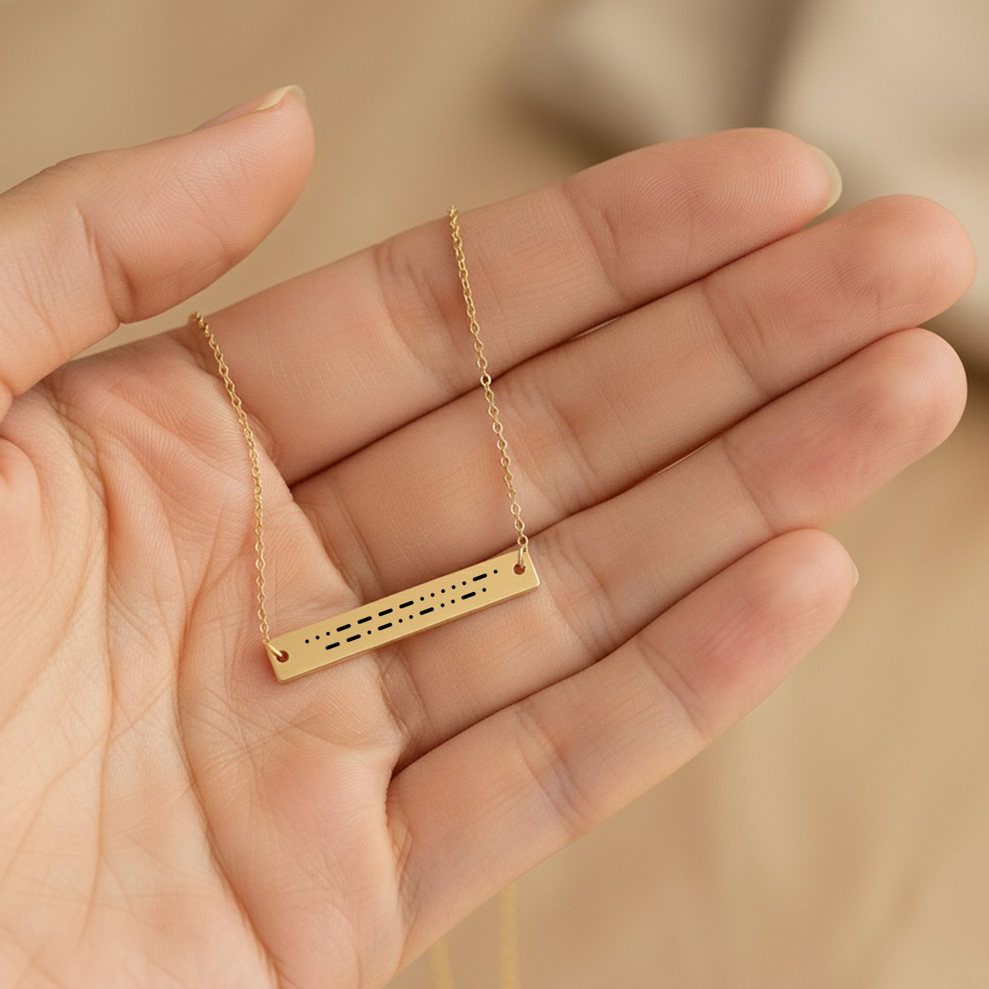 Sober Queen Morse Code Horizontal Bar Necklace