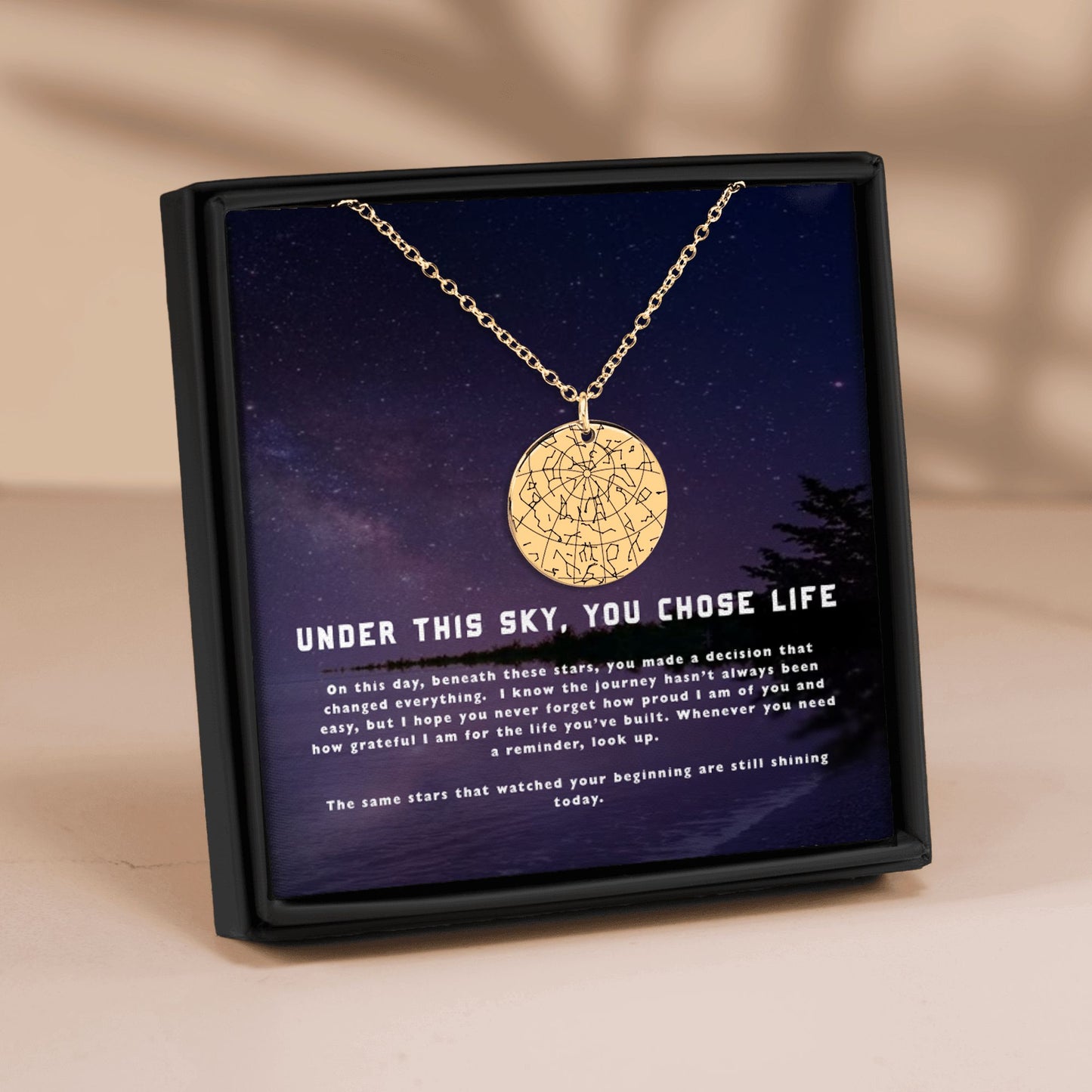 Star Map Sobriety Necklace — Under This Sky You Chose Life