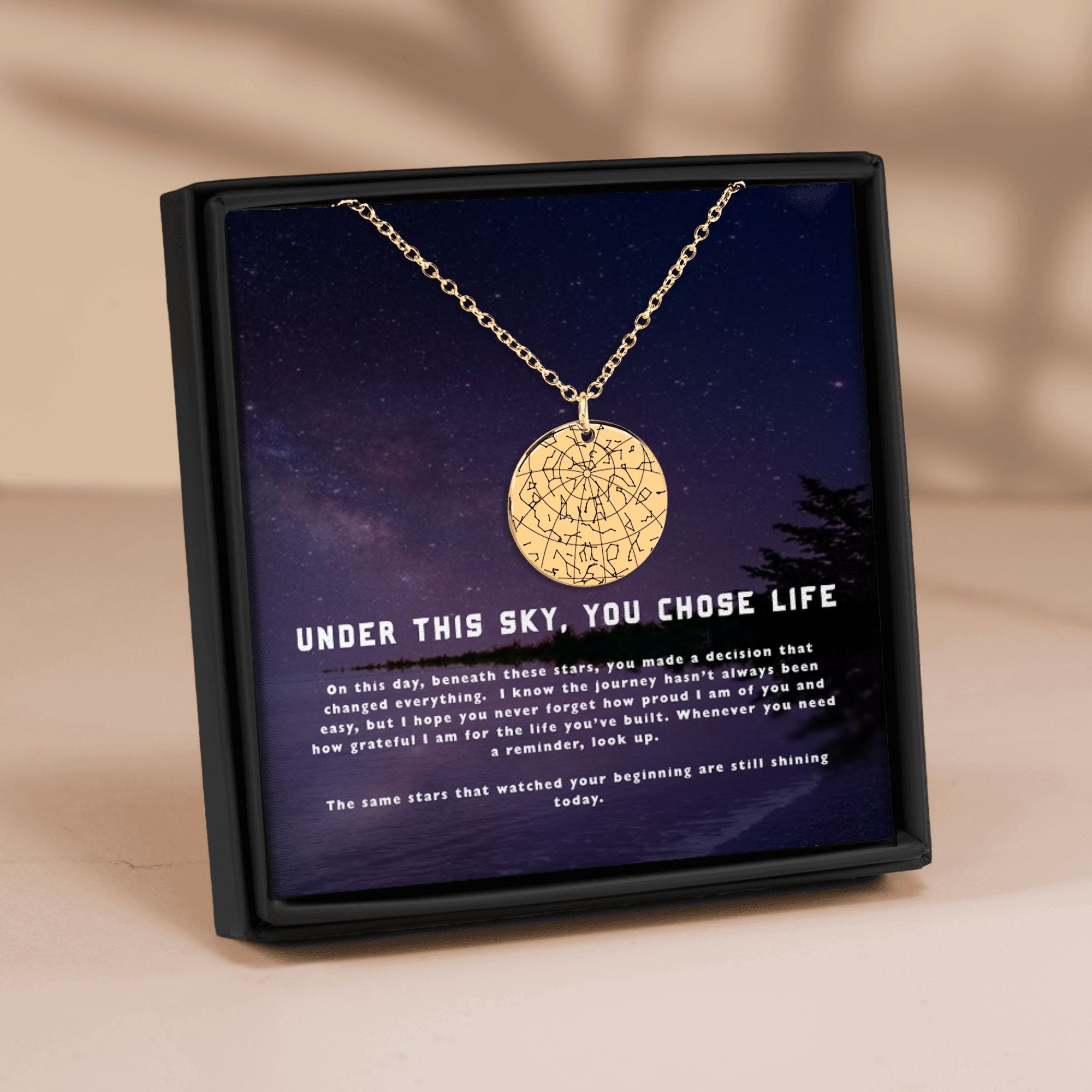 Star Map Sobriety Necklace — Under This Sky You Chose Life