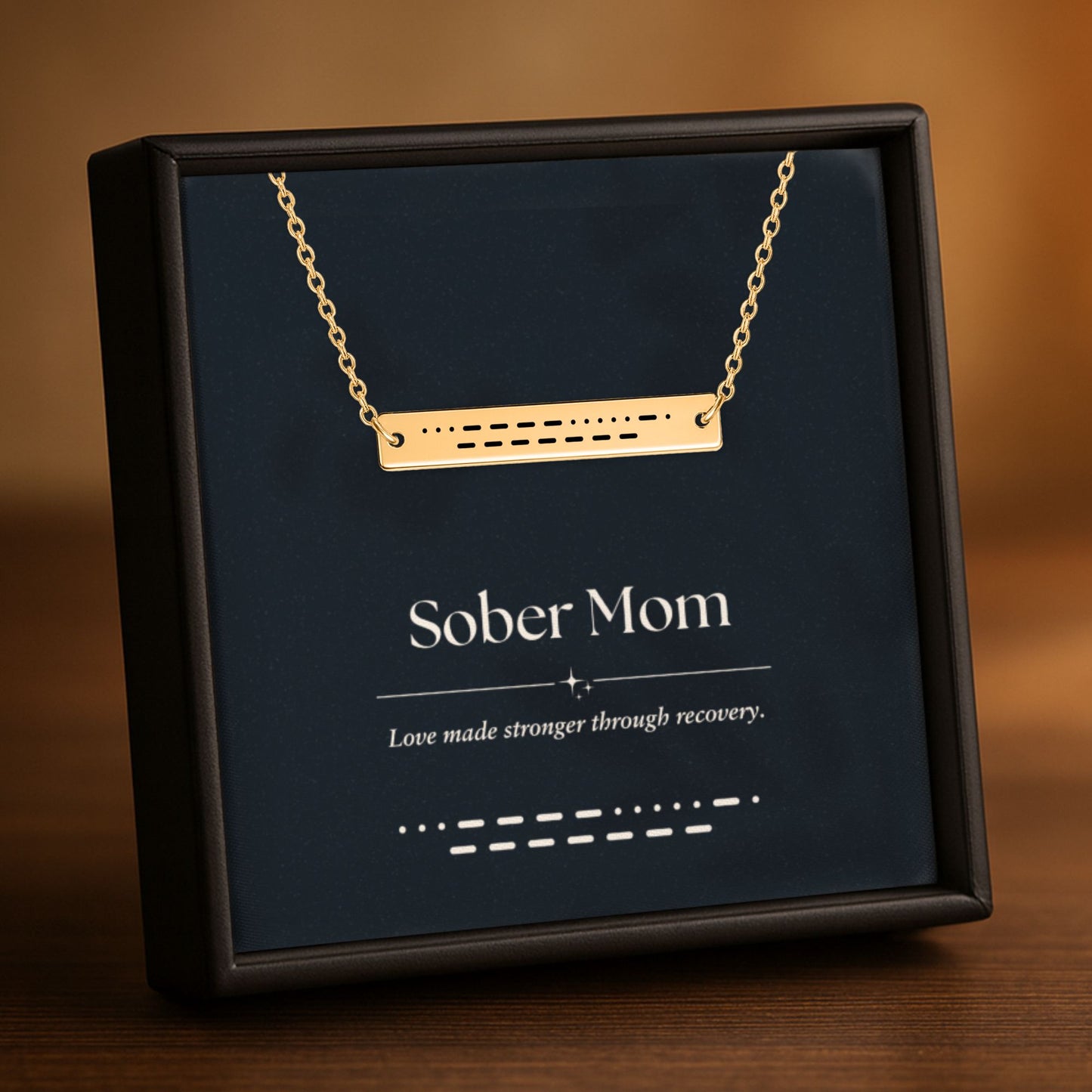 Sober Mom Morse Code Bar Necklace – Personalized