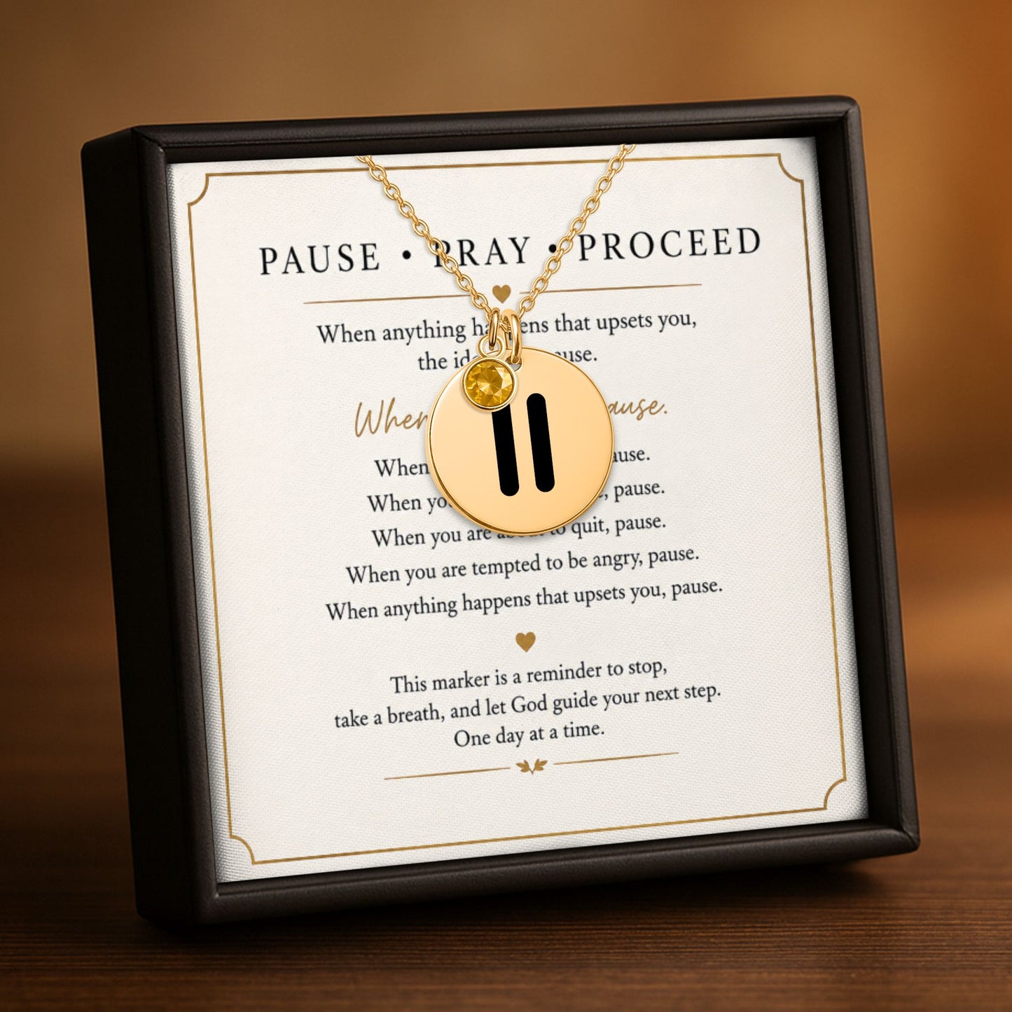 Pause Pray Proceed AA Coin Necklace — Milestone Month™
