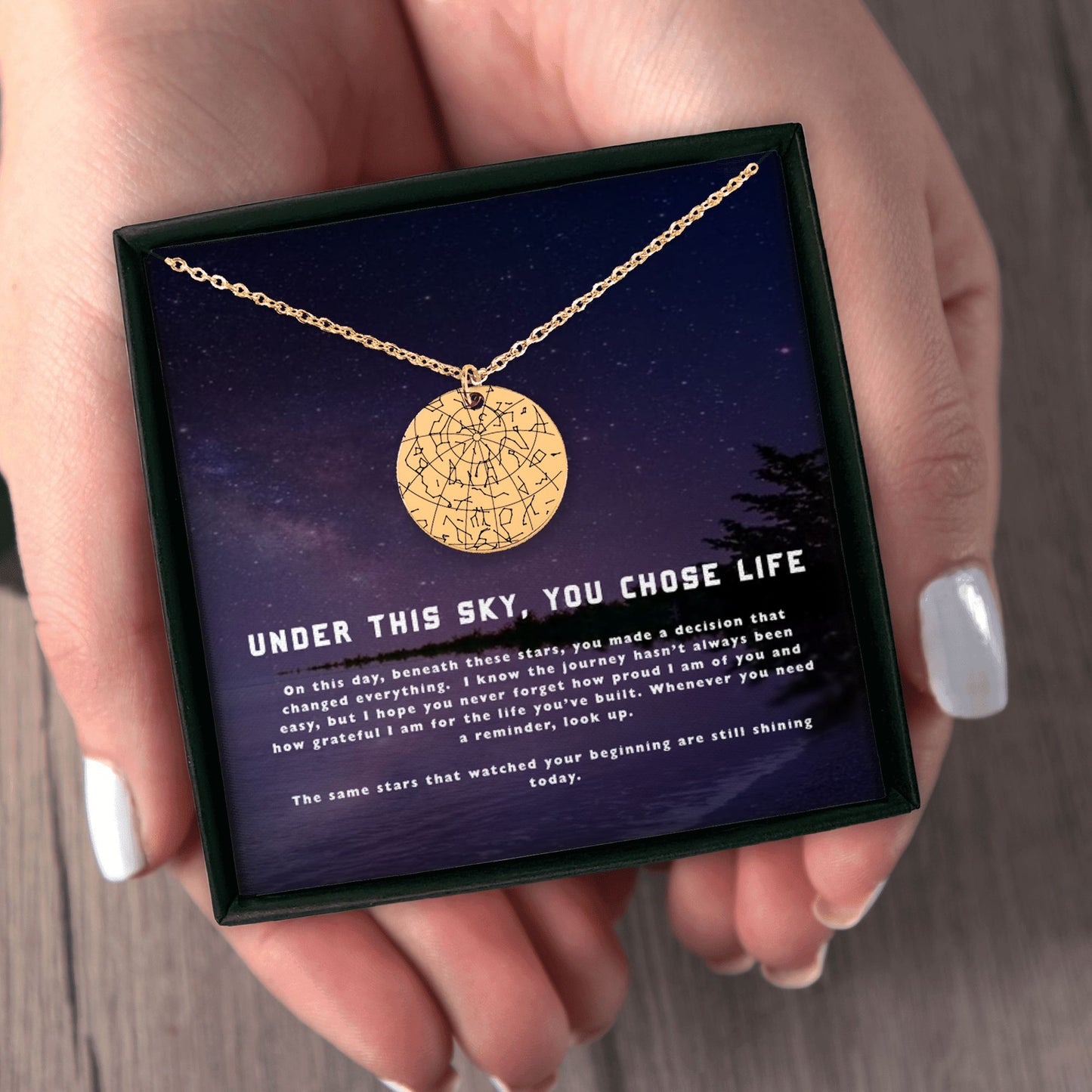 Star Map Sobriety Necklace — Under This Sky You Chose Life