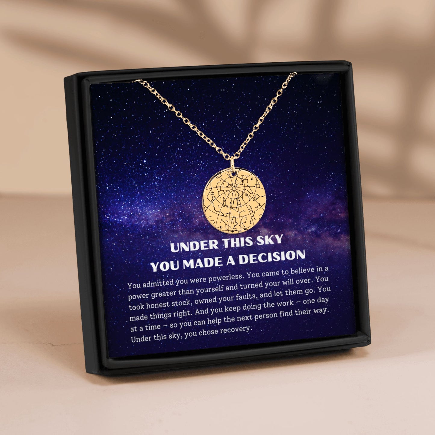 Custom Star Map Recovery Necklace — The Day You Chose Sobriety