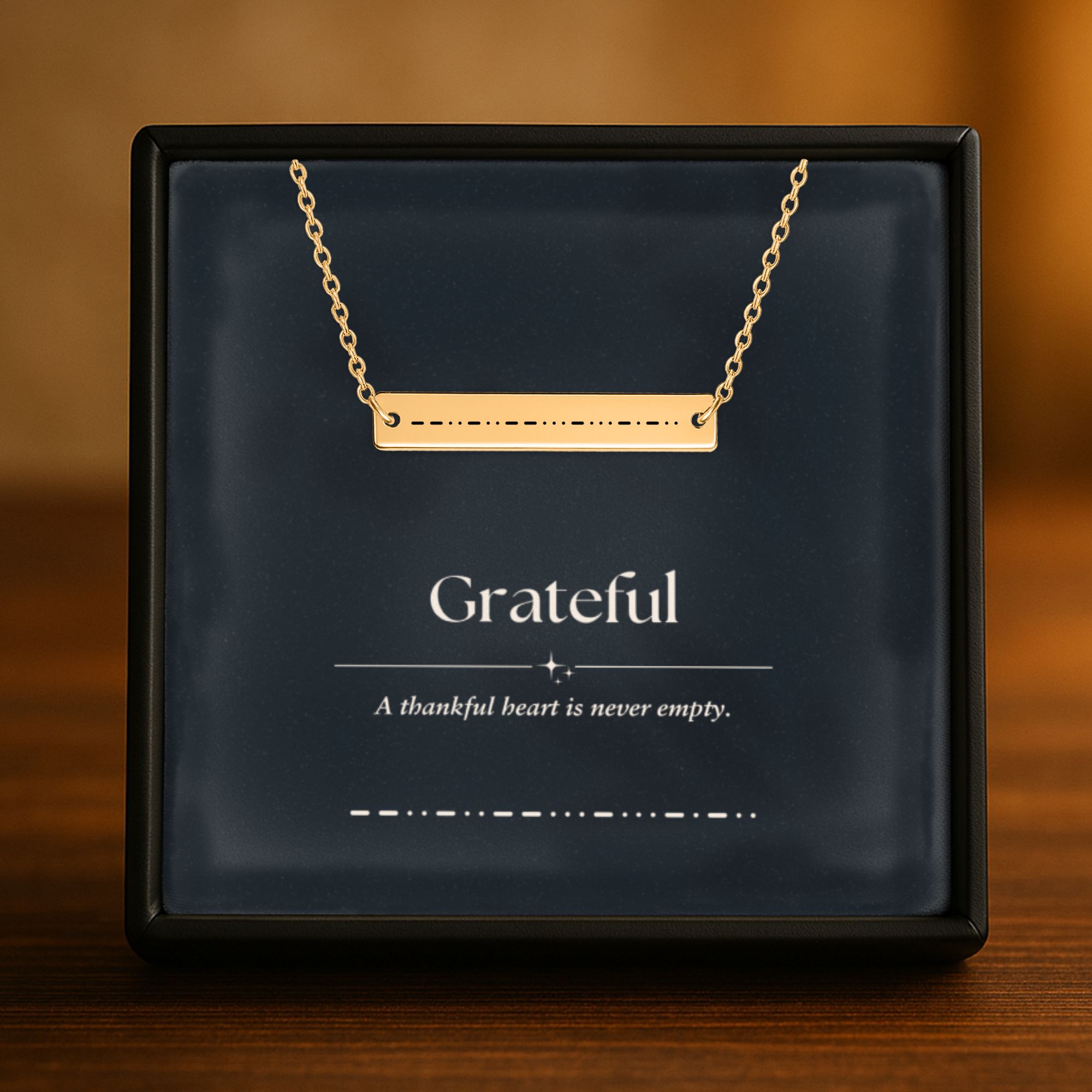 Grateful Morse Code Bar Necklace – Personalized