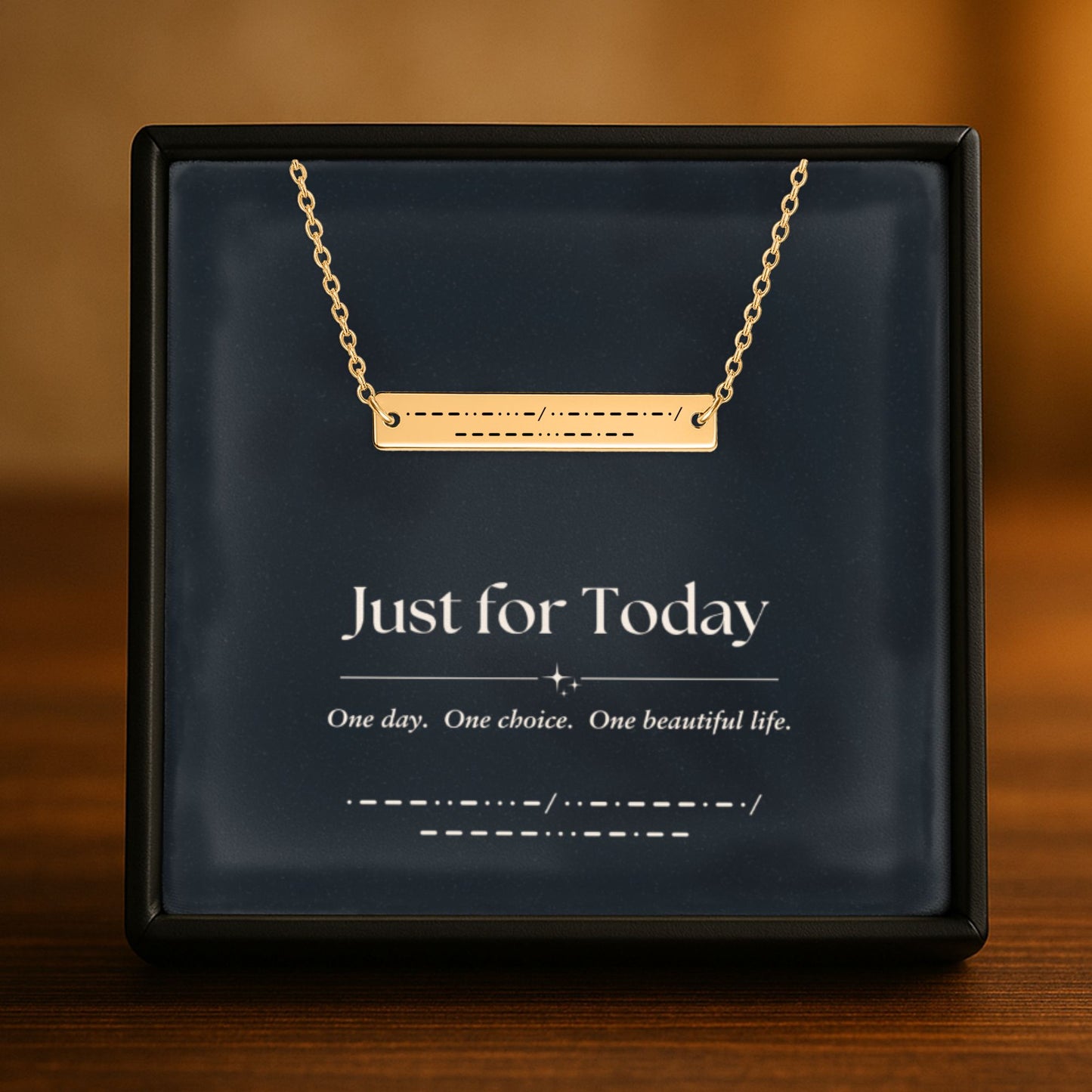 Just for Today Morse Code Bar Necklace – Personalized