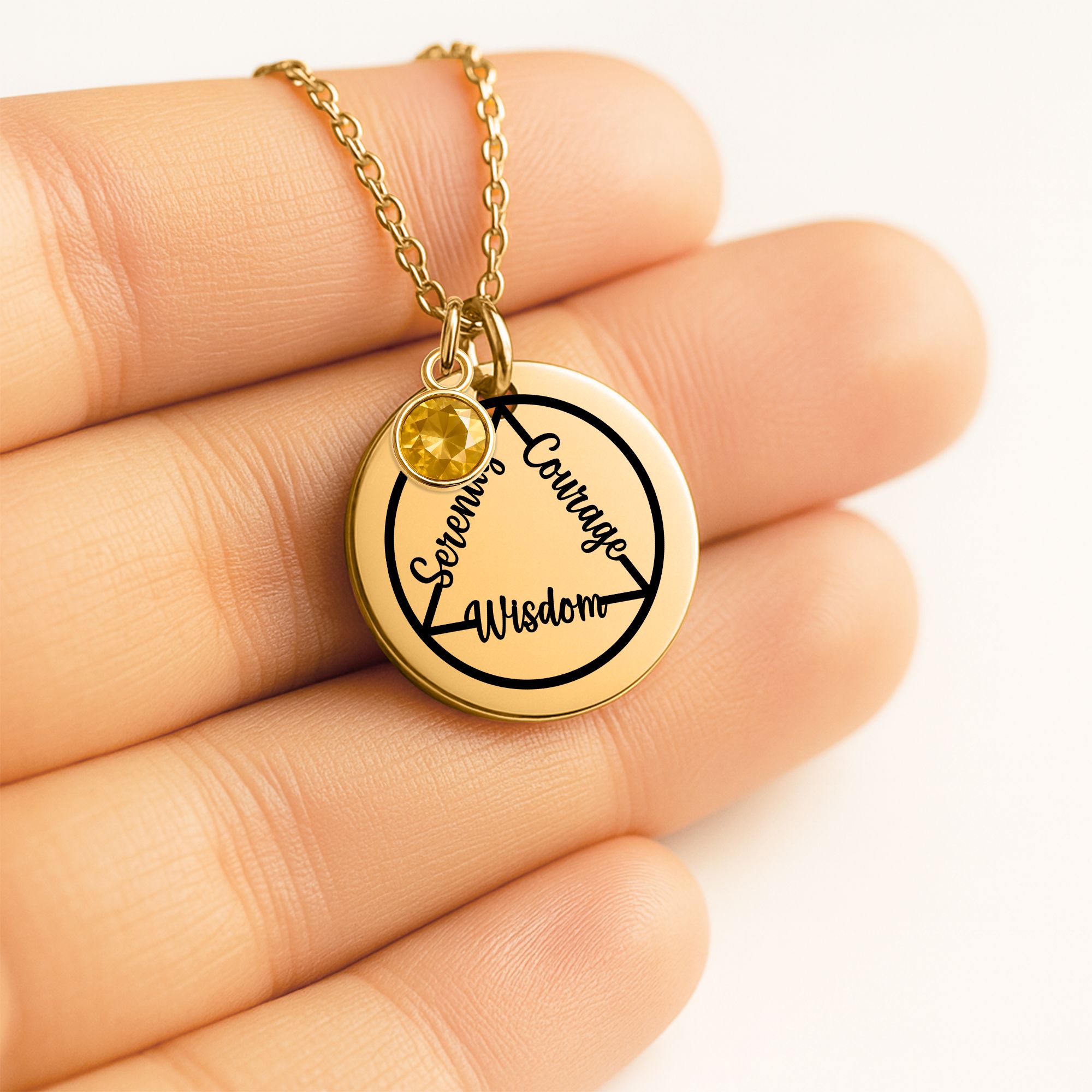 AA Circle & Triangle Coin Necklace — Milestone Month Collection