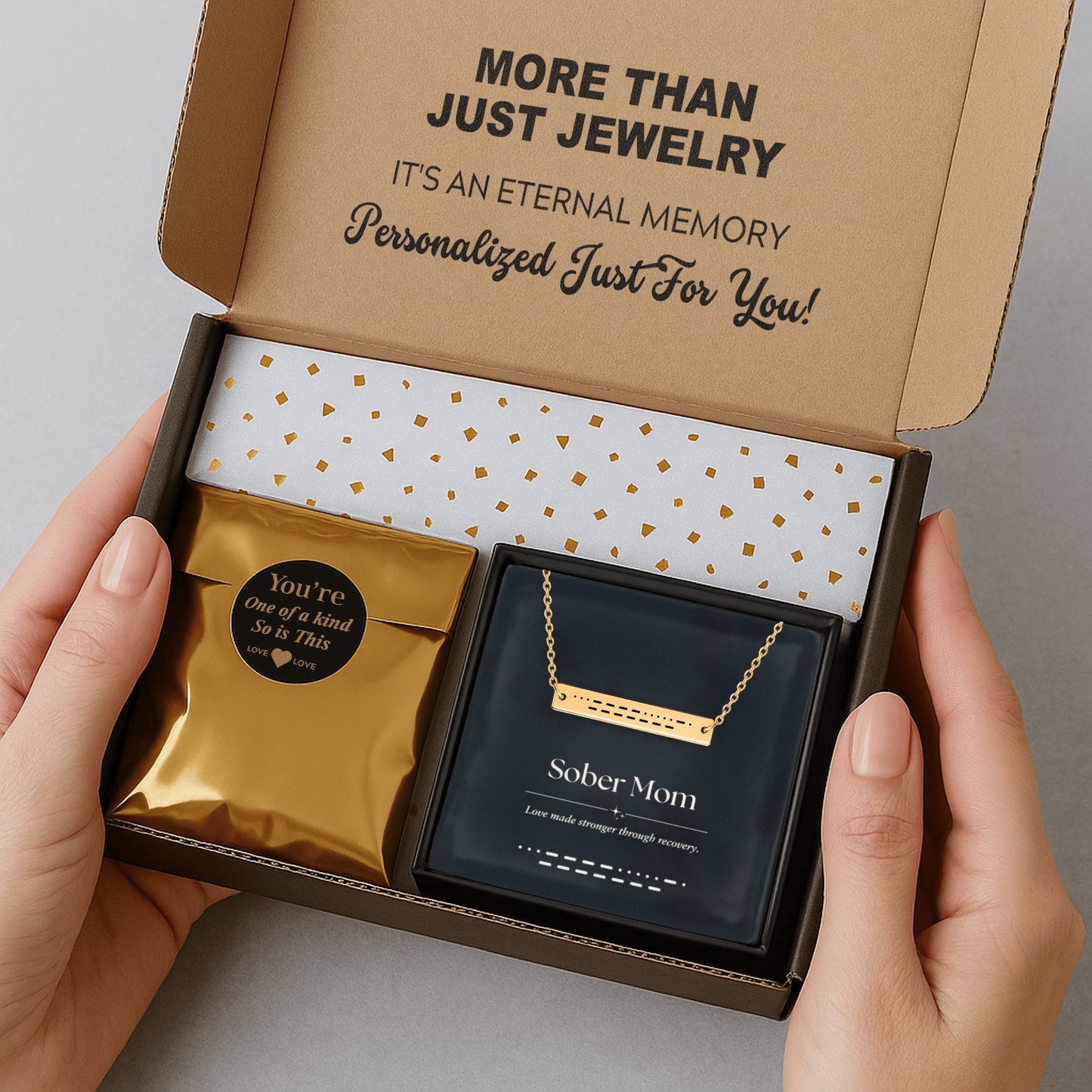 Sober Mom Morse Code Bar Necklace – Personalized