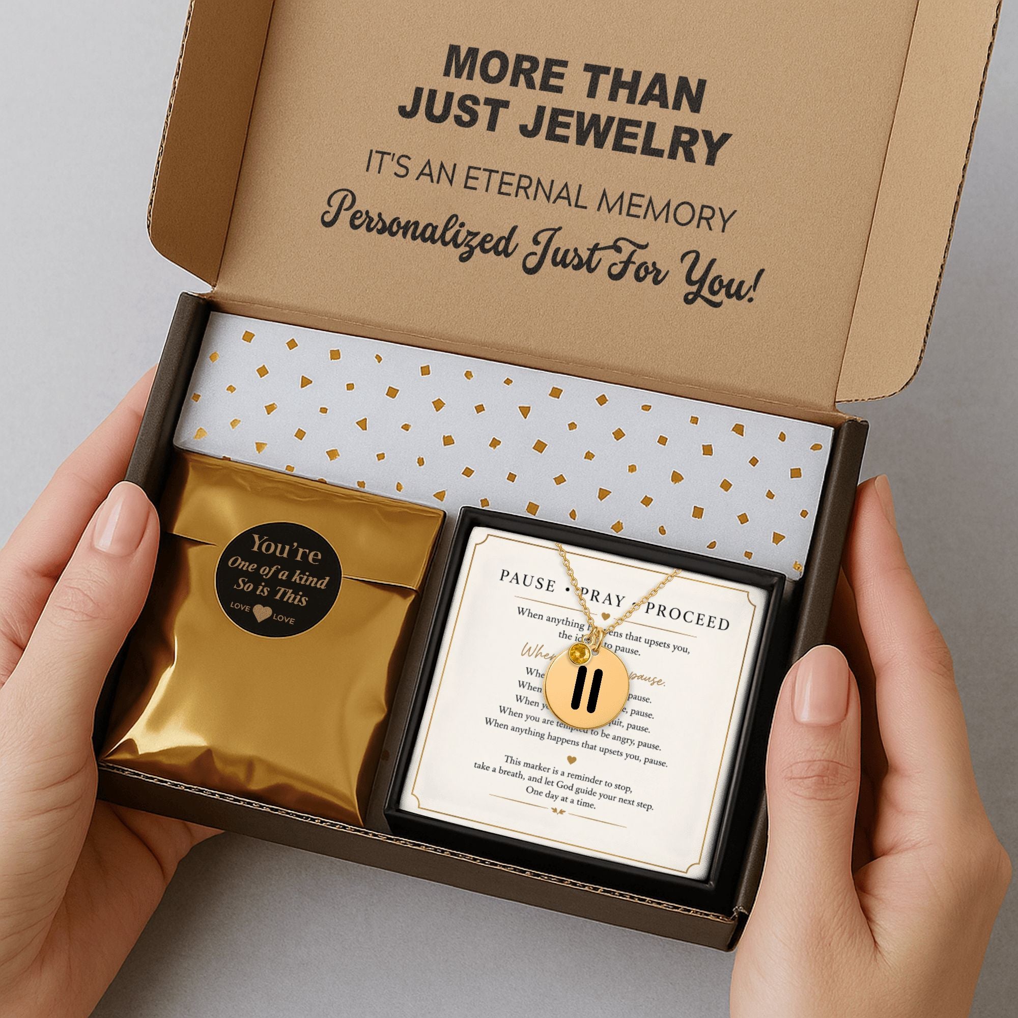 Pause Pray Proceed AA Coin Necklace — Milestone Month™