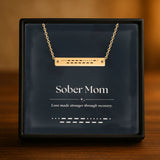 Sober Mom Morse Code Bar Necklace – Personalized