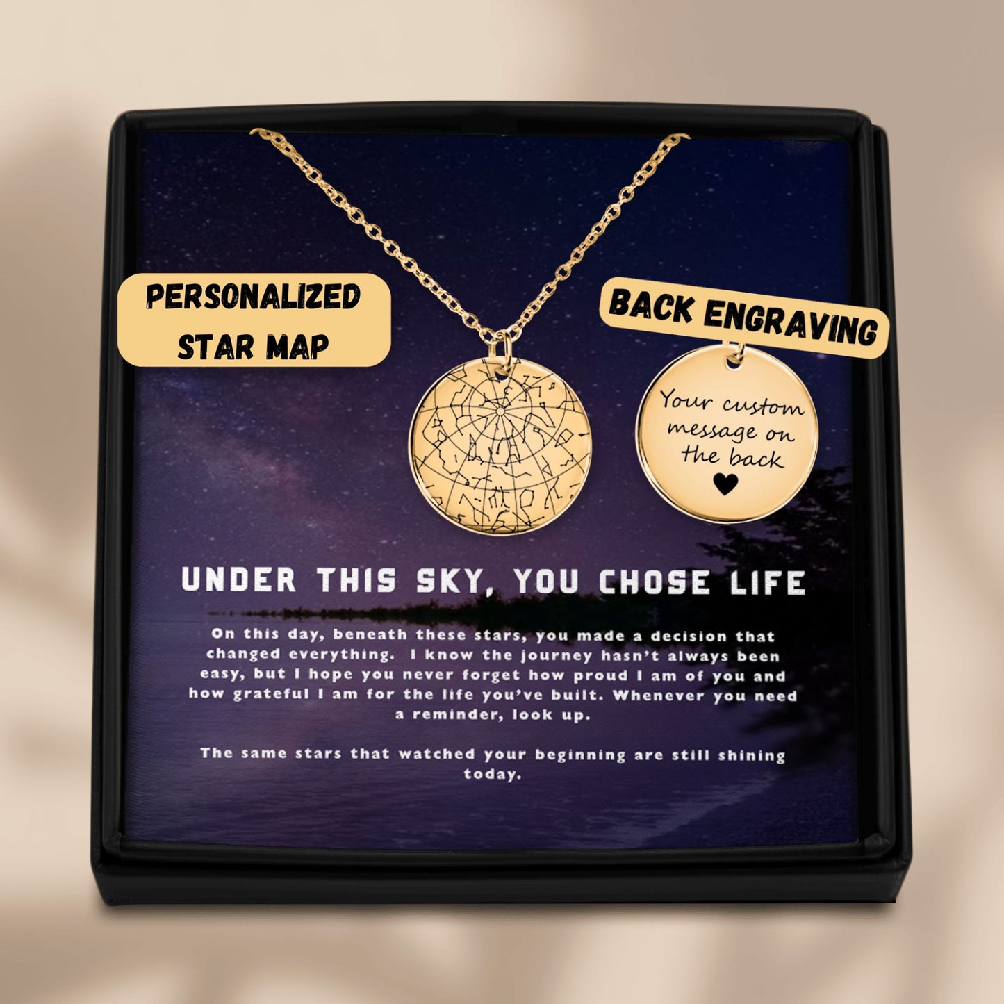 Star Map Sobriety Necklace — Under This Sky You Chose Life