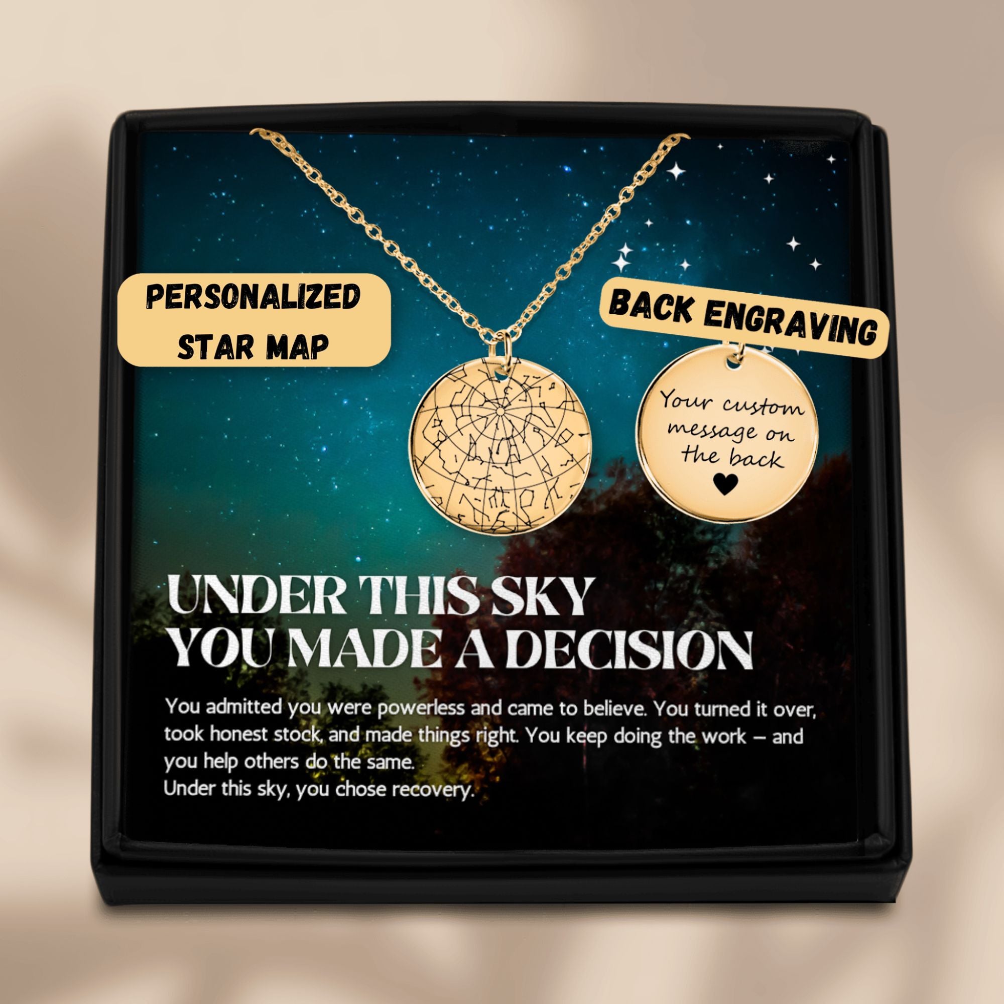 Recovery Star Map Necklace — Under This Sky, A Decision