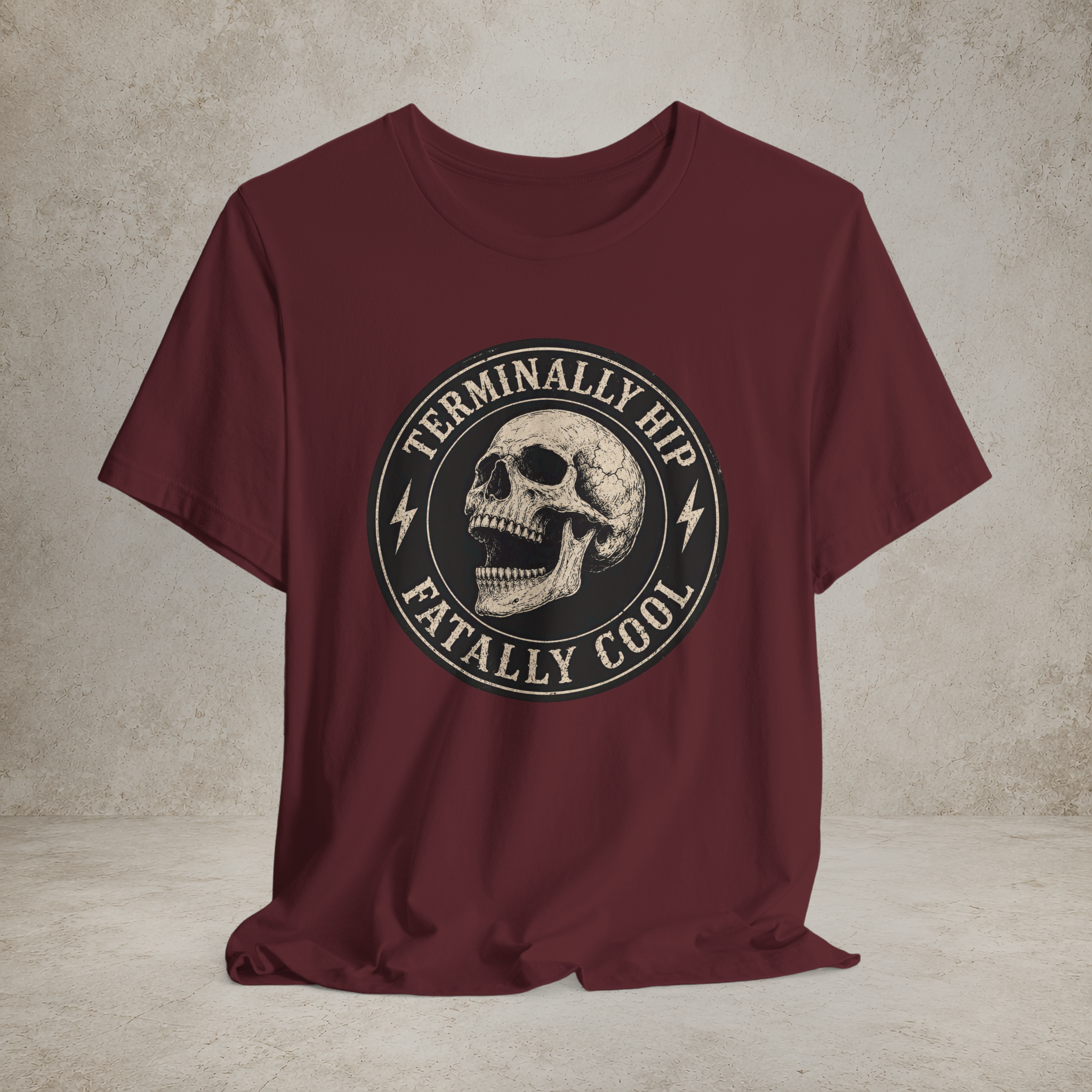 Terminally Hip Fatally Cool recovery T-shirt featured design