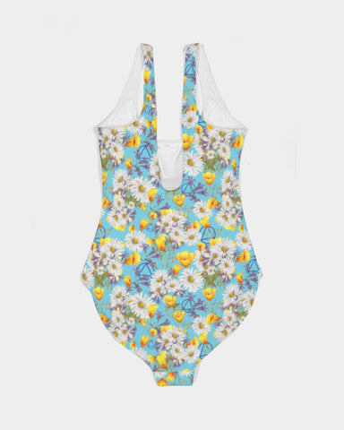 Yellow & White Floral AA Logo One-Piece Swimsuit