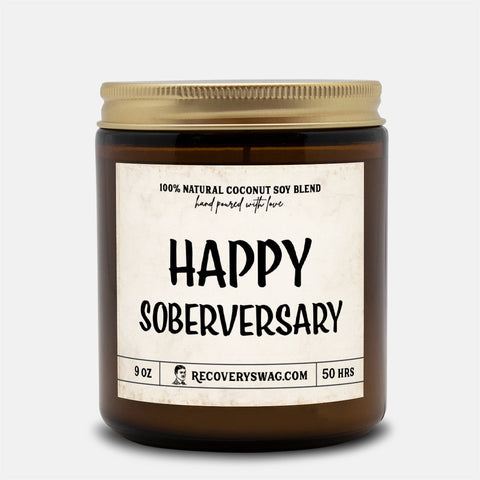 Happy Soberversary Amber Jar Candle