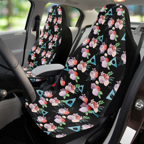 Floral & Alanon Logo Print Car Seat Covers (Set of 2)