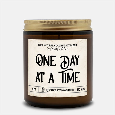 Slogan Series - One Day at a Time Amber Jar Candle