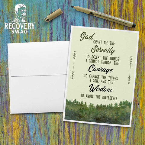 Serenity Prayer Blank Greeting Card - 12 Step Recovery Card