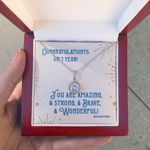 You are Amazing - 1 Year Sober - Hope in Recovery Necklace